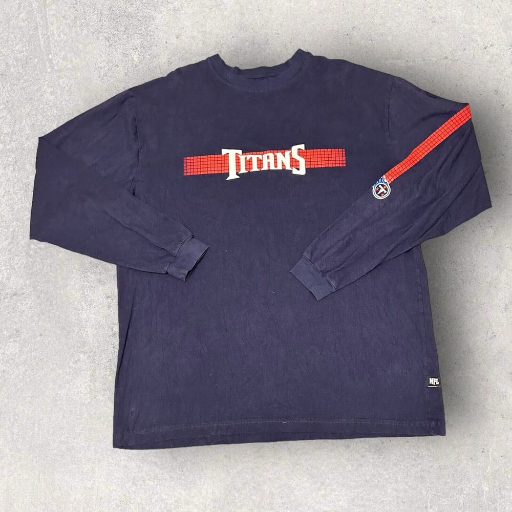 NFL Team Apparel TN Titans Long Sleeve T Shirt Navy Blue Sleeve Hit Size‎ XLT